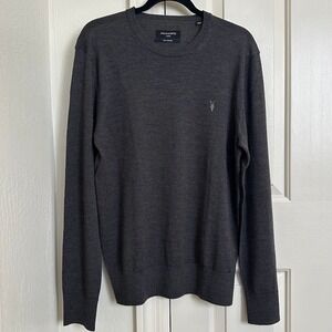 AllSaints Mode Merino Wool Crew Sweater – Charcoal Grey – Size Large - Ramskull